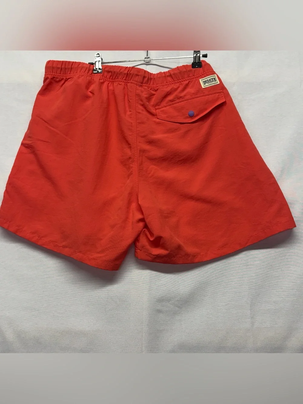 Duluth Trading Orange Swim/Active Shorts with Purple‎ Drawstring XL